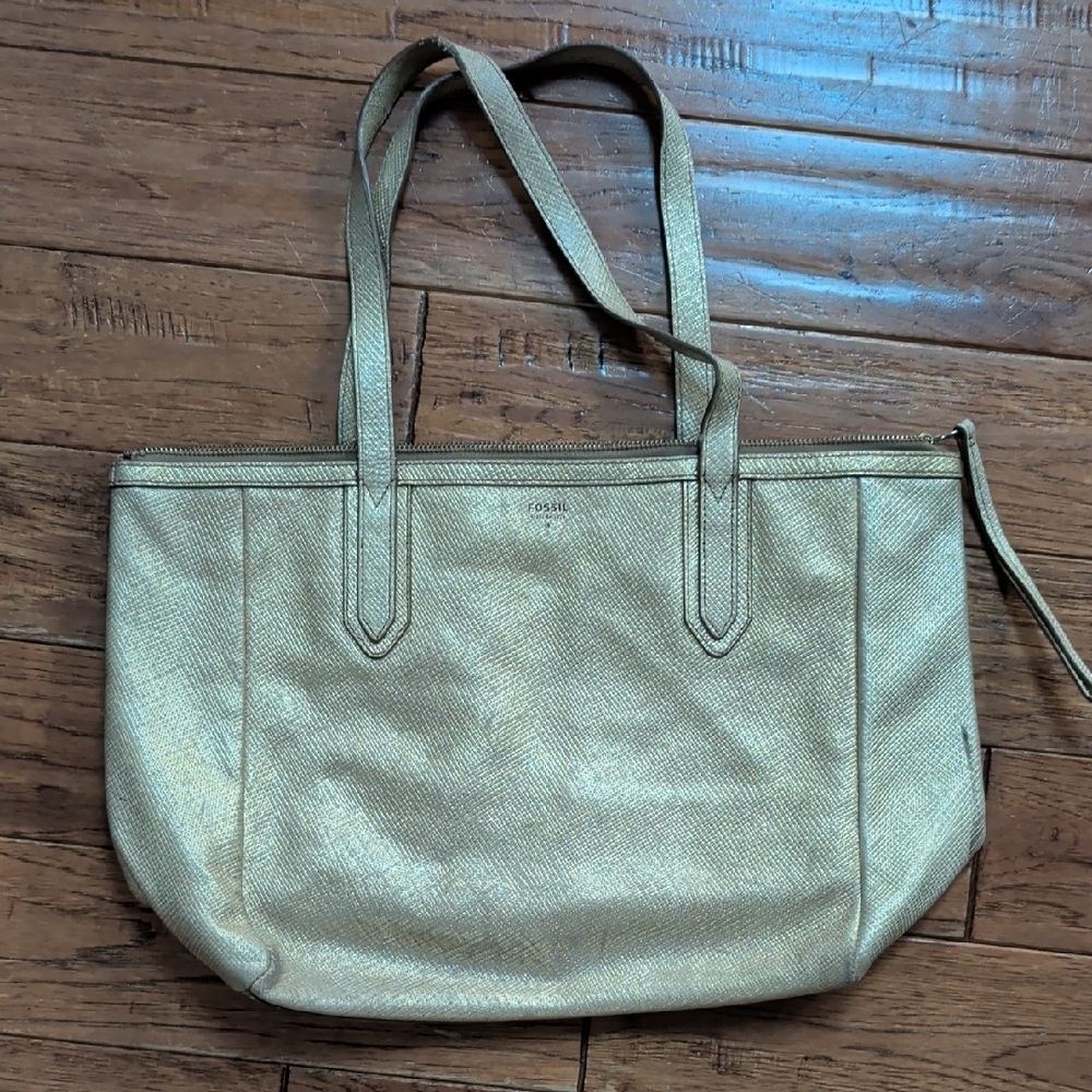 Fossil Sydney Gold Women's Zip Top Tote Bag